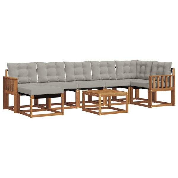 vidaXL Ensemble de canapés d'extérieur 8 Pièces Gris Naturel et Clair