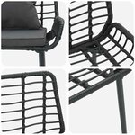 vidaXL Banc de jardin Noir et anthracite Rotin synthétique et acier