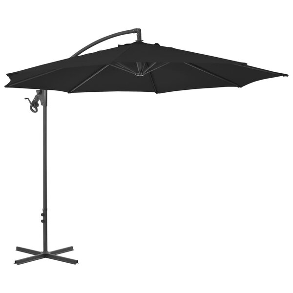 vidaXL Parasol de jardin en porte-à-faux avec mât en acier 300 cm noir