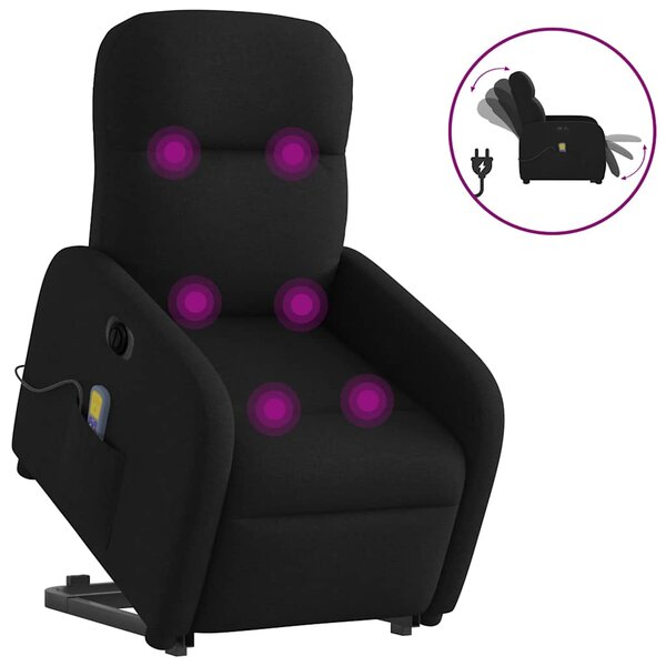 vidaXL Fauteuil inclinable de massage électrique Noir Tissu