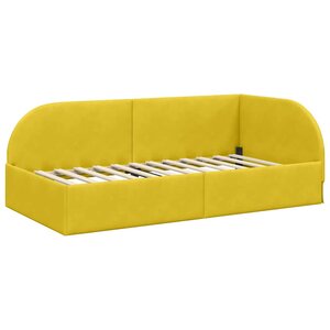 vidaXL Cadre de lit d'angle avec tête de lit Jaune 90 x 190 cm Velours