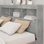 vidaXL Tête de lit de rangement Gris béton 150 cm Bois d'ingénierie