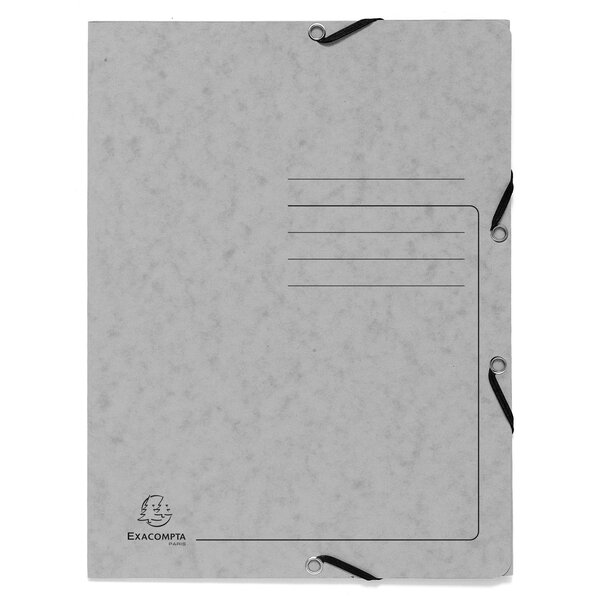 Chemise À Élastique 3 Rabats Carte Lustrée 355gm2 - A4 - Gris - X 25 - Exacompta