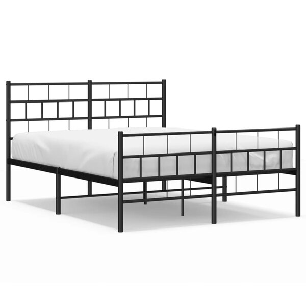 vidaXL Cadre de lit métal sans matelas avec pied de lit noir 120x200cm