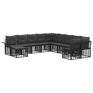 vidaXL Ensemble de canapés d'extérieur 11 Pièces Noir et Gris foncé