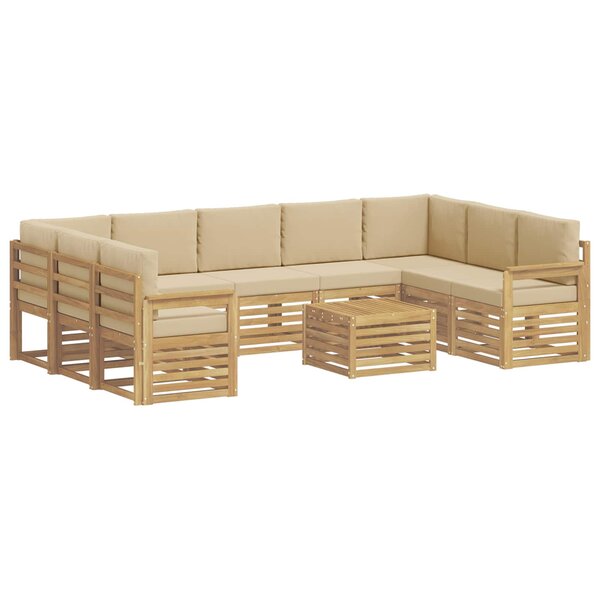 vidaXL Ensemble de canapés d'extérieur 10 pc Blanc et Beige Polyester