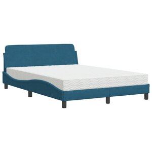vidaXL Lit avec matelas Dover bleu 120x200 cm velours