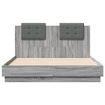 vidaXL Cadre de lit tête de lit et lumières LED sonoma gris 120x190 cm