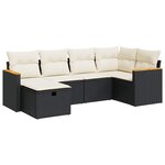 vidaXL Salon de jardin 6 Pièces avec coussins noir résine tressée
