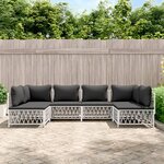 vidaXL Salon de jardin avec coussins 6 Pièces blanc acier