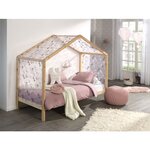 Dallas Lit cabane 90X200cm Naturel + Tente textile Papillon
