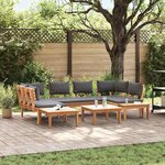 vidaXL Ensemble de banc de jardin avec coussin 4 Pièces Marron et gris