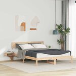 vidaXL Cadre de lit avec tables de chevet Marron Bois massif en pin