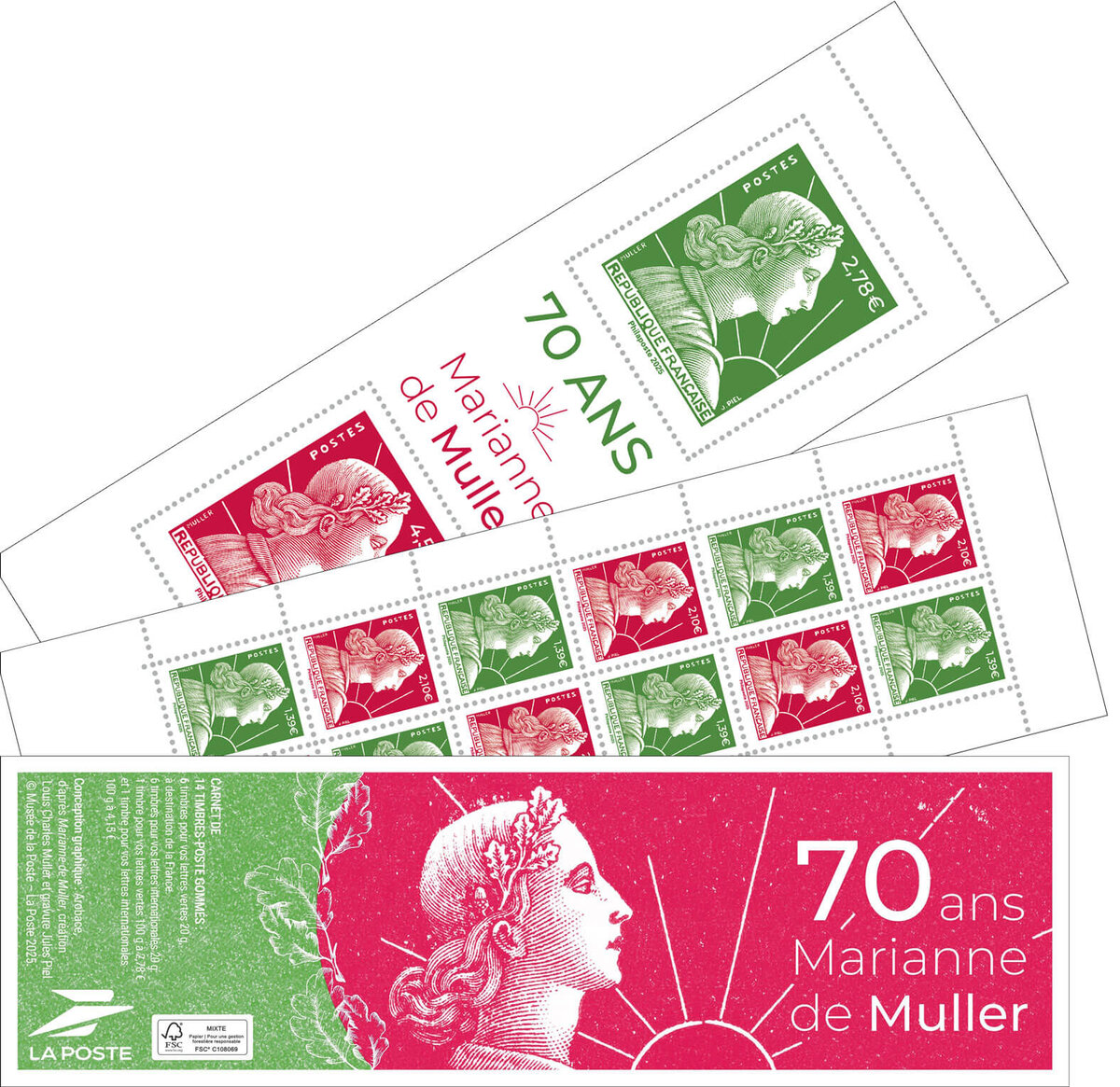 CARNET FRANCE 4197-C12 DE 12 TIMBRES POUR AFFRANCHIR MARIANNE ROUGE DE