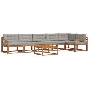 vidaXL Ensemble de canapés d'extérieur 7 Pièces Gris Naturel et Clair