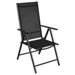 vidaXL Mobilier à dîner d'extérieur pliable 9 Pièces Aluminium Noir