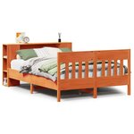 vidaXL Lit bibliothèque sans matelas cire marron 135x190 cm pin massif