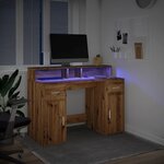 vidaXL Bureau avec lumières LED chêne artisanal bois d'ingénierie