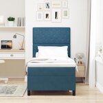 vidaXL Lit à ressorts avec matelas Bleu foncé 100 x 200 cm Velours