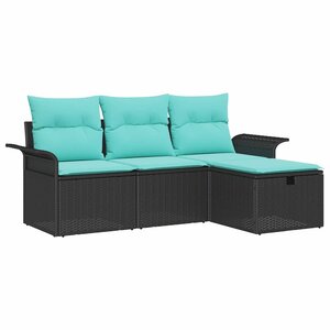 vidaXL Ensemble de canapé de jardin avec coussin 4 Pièces Poly rotin