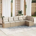vidaXL Ensemble de canapé de jardin 6 Pièces Beige Poly rotin