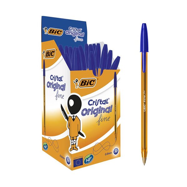 Stylo bille CRISTAL FINE Pointe Fine Bleu x 50 BIC