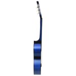 vidaXL Jeu de guitare classique de débutant 12 Pièces Bleu 4/4 39"