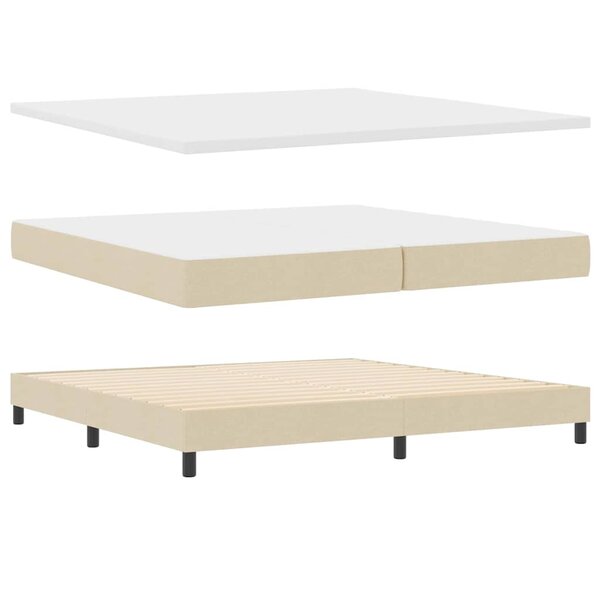 vidaXL Lit boxspring avec matelas Crème 200 x 200 cm tissu