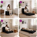 vidaXL Canapé-lit pliable 75 x 67 x 45 cm Noir