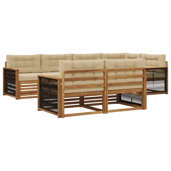 vidaXL Ensemble de canapés d'extérieur 7 pc Naturel et Beige