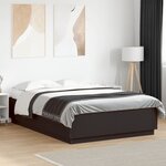 vidaXL Cadre de lit avec lumières LED noir 150x200cm bois d'ingénierie
