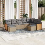 vidaXL Salon de jardin avec coussins 9 Pièces beige résine tressée