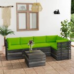 vidaXL Salon palette de jardin 6 Pièces avec coussins Bois de pin massif