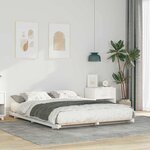 vidaXL Cadre de lit surélevé Blanc 150 x 200 cm Bois massif en pin