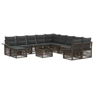 vidaXL Ensemble de canapé de jardin 12 Pièces Gris et Gris foncé