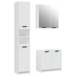 vidaXL Ensemble d'armoires salle de bain 3 Pièces blanc bois d'ingénierie