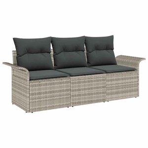 vidaXL Ensemble de canapé de jardin 3 Pièces Gris 196 x 62 x 85cm