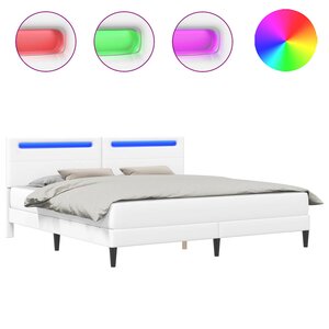 vidaXL Cadre de lit avec bandes LED Blanc 200 x 200 cm Simili cuir