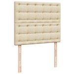 vidaXL Sommier à lattes de lit avec matelas crème 120x190 cm tissu