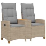 vidaXL Banc inclinable avec table 2 -Seater 126 x 65 x 112 cm