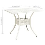 vidaXL Table de jardin Blanc 90x90x73 cm Aluminium coulé