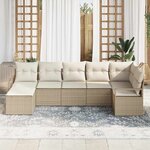 vidaXL Ensemble de canapé de jardin 7 Pièces Beige Poly rotin