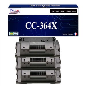 T3AZUR -3x Toners compatibles avec HP CC364X/CE390X (64X/90X) pour HP LaserJet Enterprise 600 M602dn  M602n  M603dn  M603n