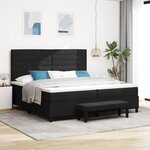 vidaXL Lit à ressort avec matelas & banc noir 200x200 cm tissu