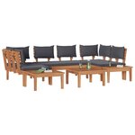 vidaXL Ensemble de banc de jardin avec coussin 4 Pièces Marron et gris
