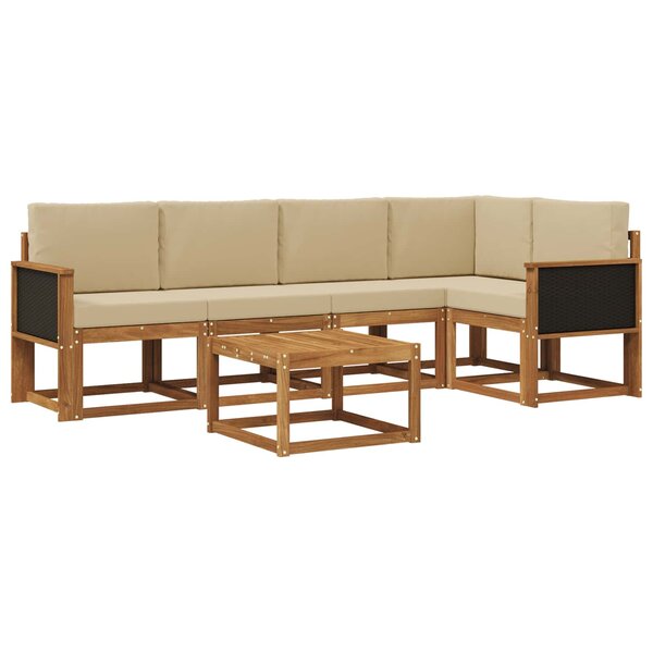 vidaXL Ensemble de canapés d'extérieur 6 Pièces Naturel et Beige