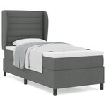 Lit à ressorts avec matelas vidaXL Gris foncé 80x200 cm Tissu