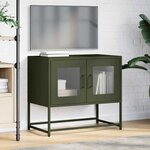 vidaXL Meuble TV vert olive 68x39x60 5 cm acier laminé à froid