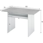 Table d'appoint TAVOLO dépliante - Mélaminé gris béton - 120 x 35/70 x 75/77 cm