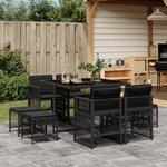 vidaXL Ensemble à manger de jardin 9Pièces coussins noir résine tressée